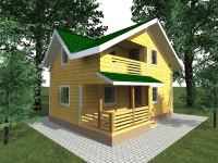 Дом из бруса 6х9 | Полутороэтажные деревянные дома и коттеджи с террасой